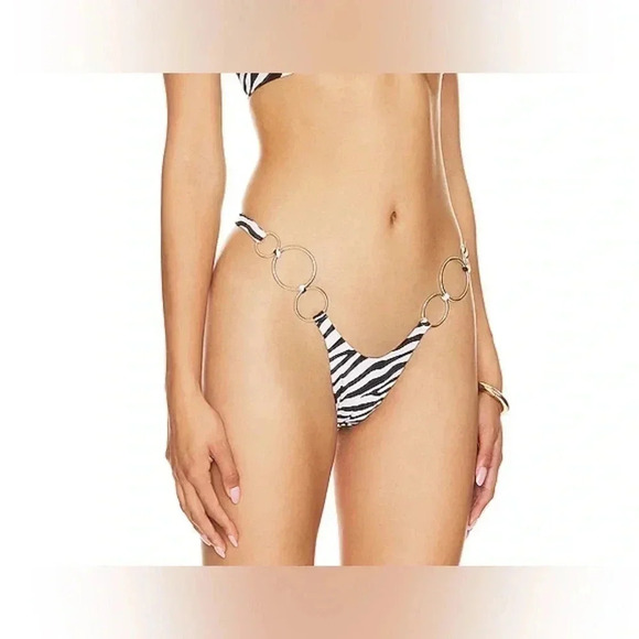 Monica Hansen Beachwear Size Small Wild Stripes Thong Bikini Bottom Zebra - Picture 2 of 10